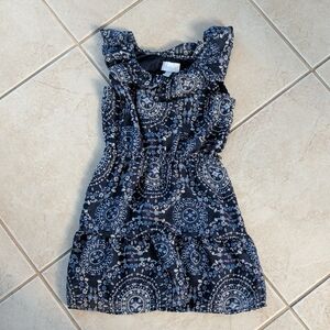 The Children's Place Navy and White Paisley Ruffle Dress Girls Size 7